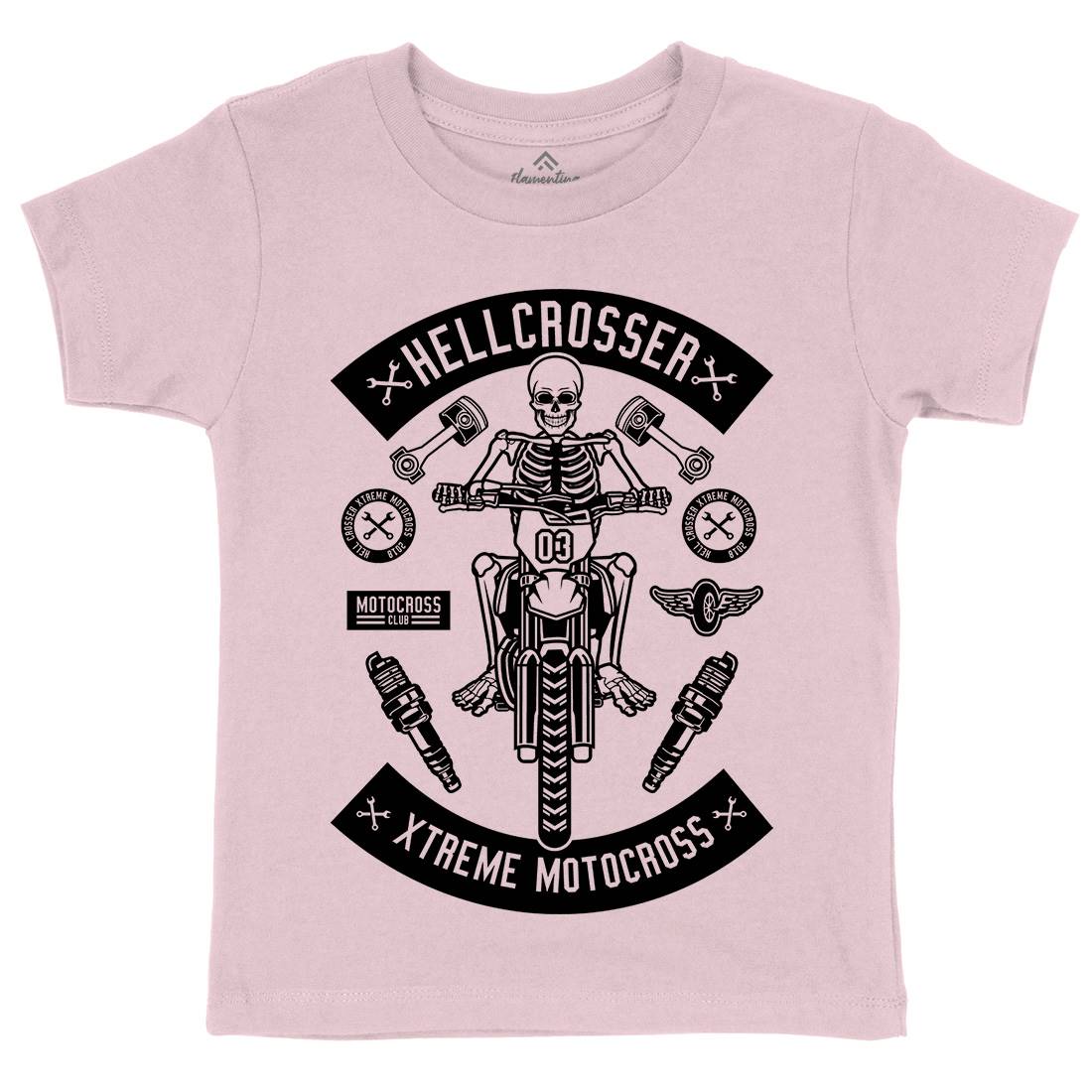 Hell Crosser Kids Organic Crew Neck T-Shirt Motorcycles B553