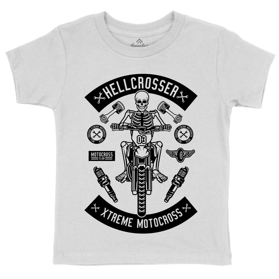 Hell Crosser Kids Organic Crew Neck T-Shirt Motorcycles B553