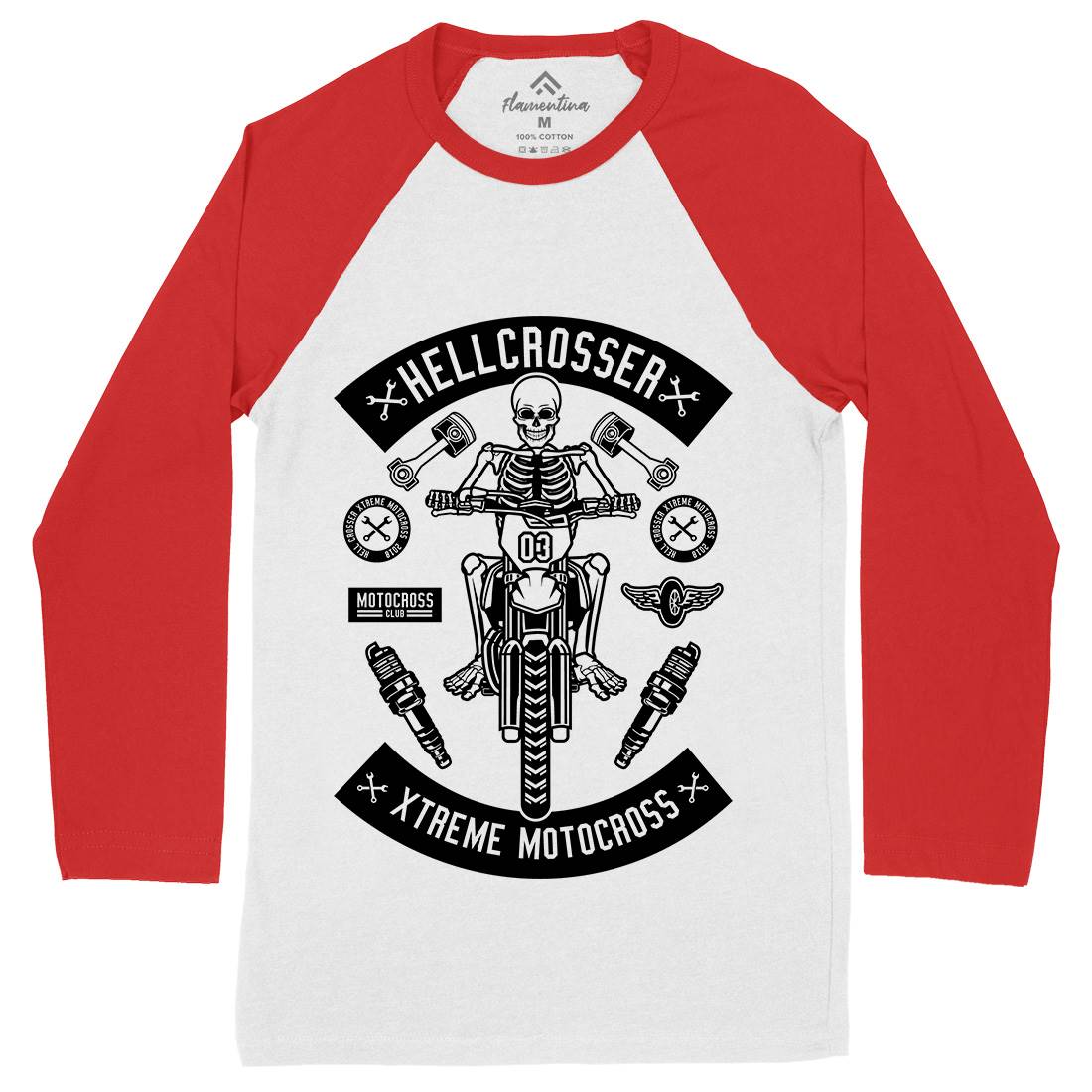 Hell Crosser Mens Long Sleeve Baseball T-Shirt Motorcycles B553