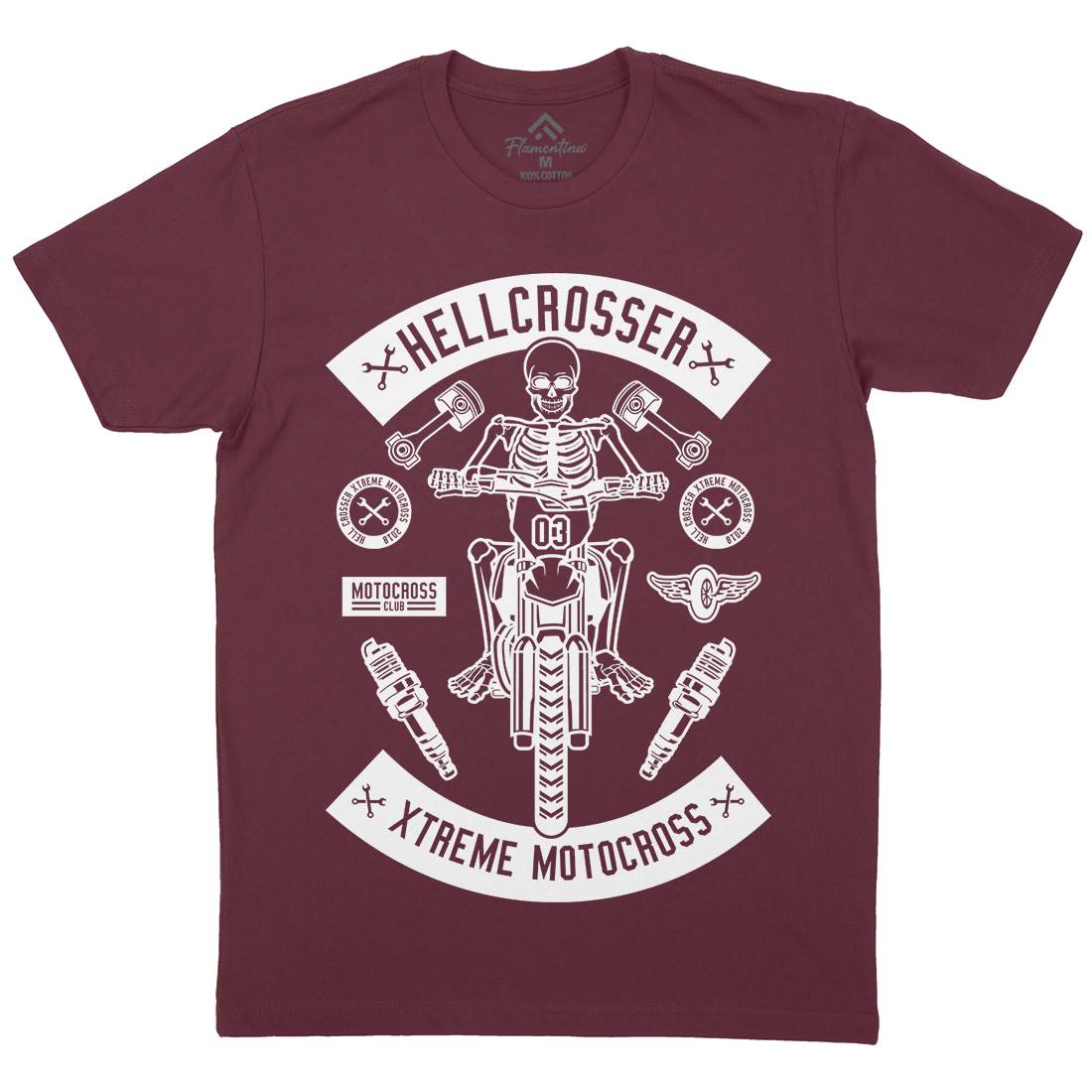 Hell Crosser Mens Crew Neck T-Shirt Motorcycles B553