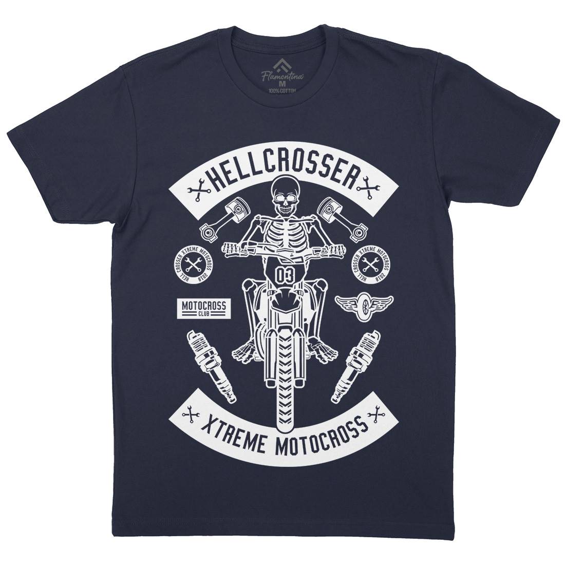 Hell Crosser Mens Organic Crew Neck T-Shirt Motorcycles B553