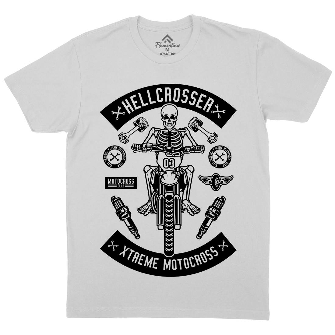 Hell Crosser Mens Crew Neck T-Shirt Motorcycles B553