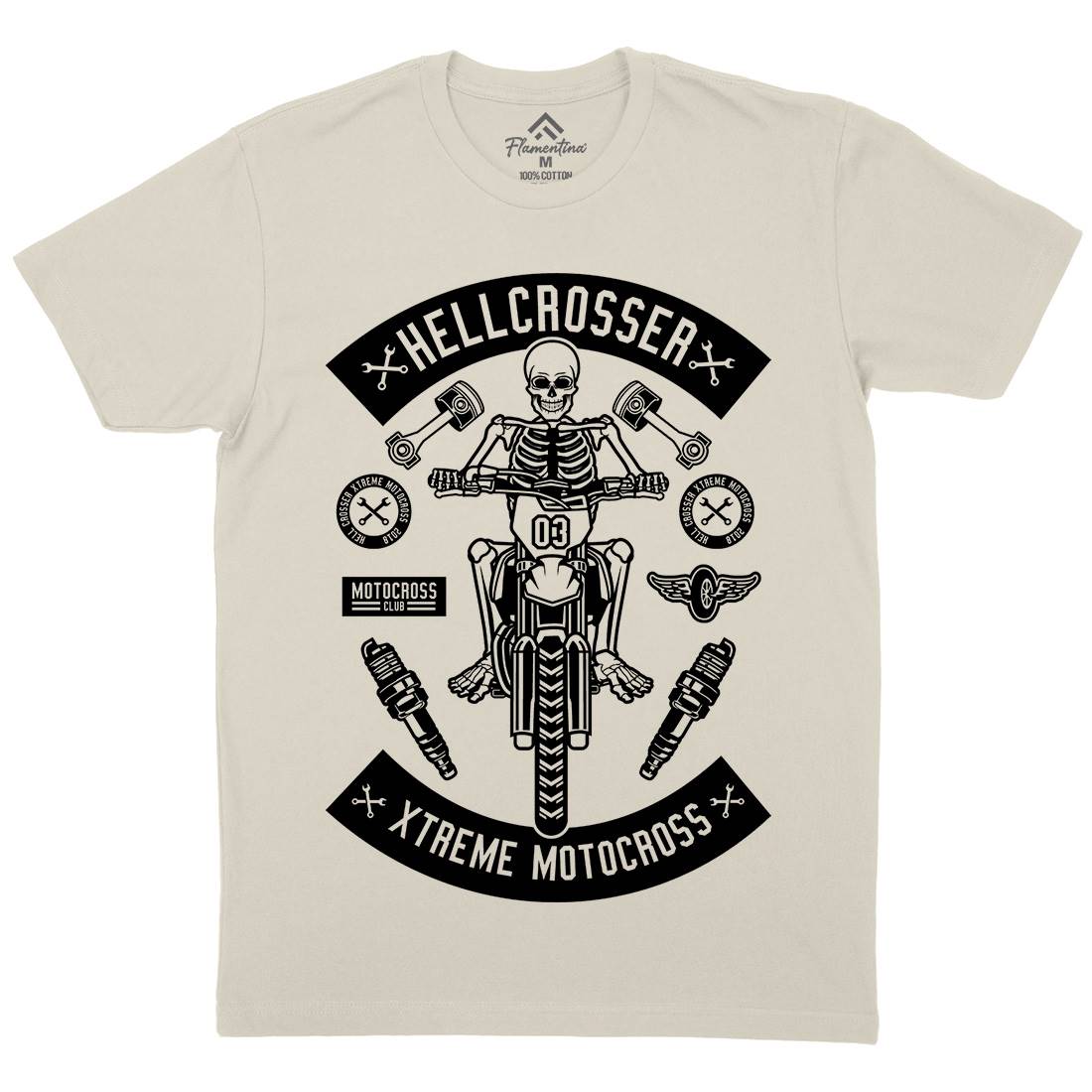 Hell Crosser Mens Organic Crew Neck T-Shirt Motorcycles B553