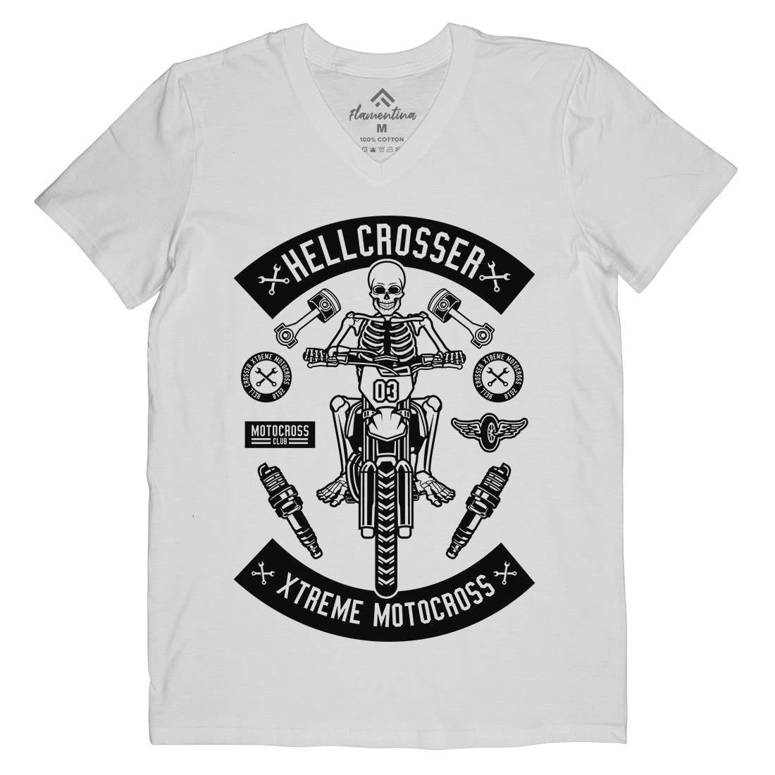 Hell Crosser Mens V-Neck T-Shirt Motorcycles B553