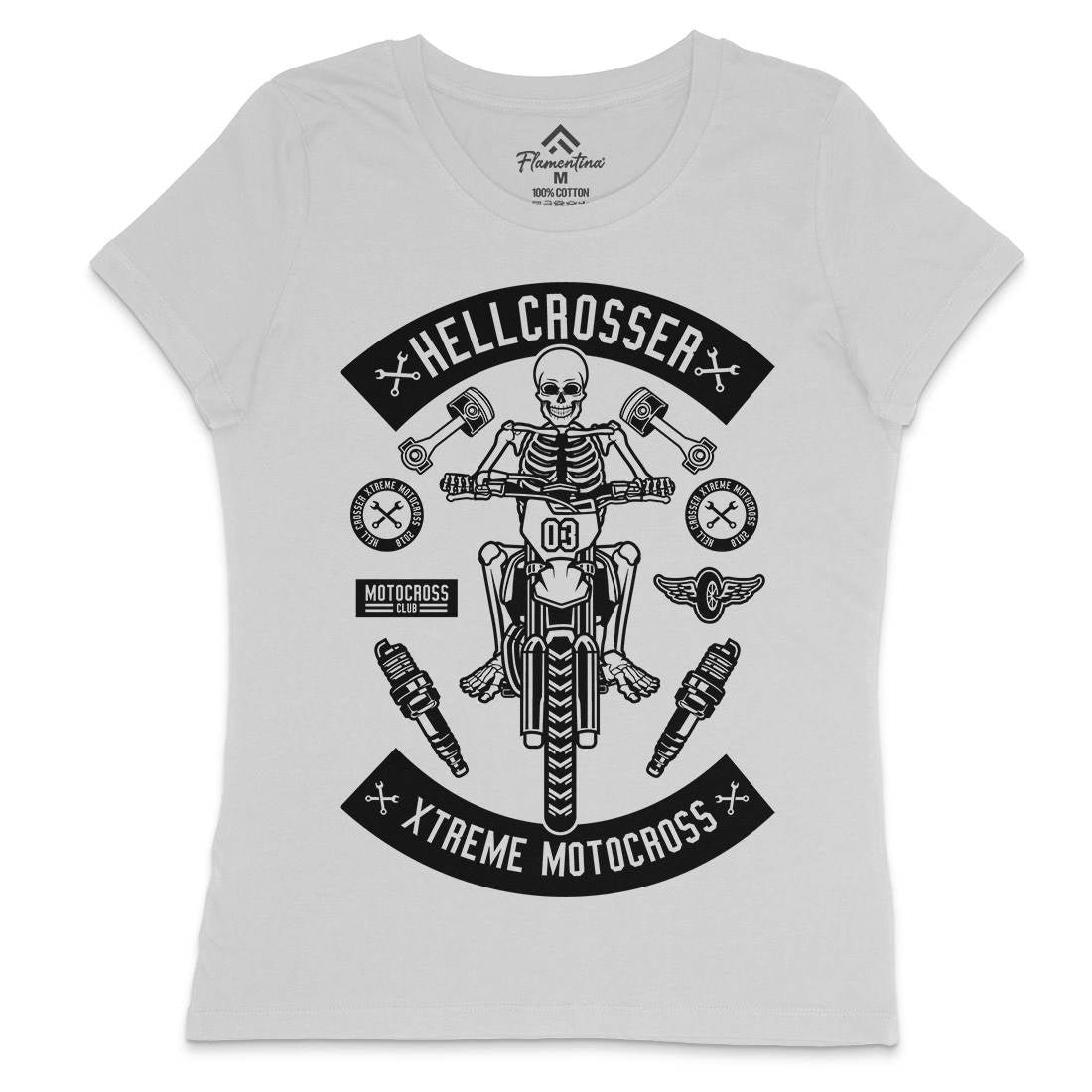 Hell Crosser Womens Crew Neck T-Shirt Motorcycles B553