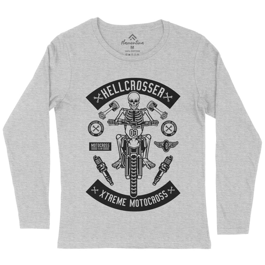 Hell Crosser Womens Long Sleeve T-Shirt Motorcycles B553