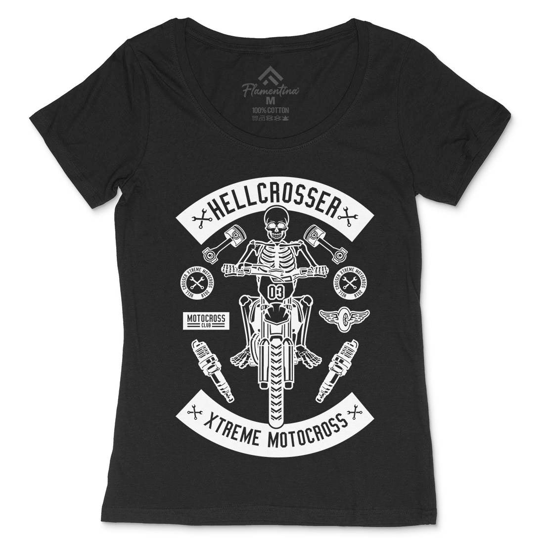 Hell Crosser Womens Scoop Neck T-Shirt Motorcycles B553