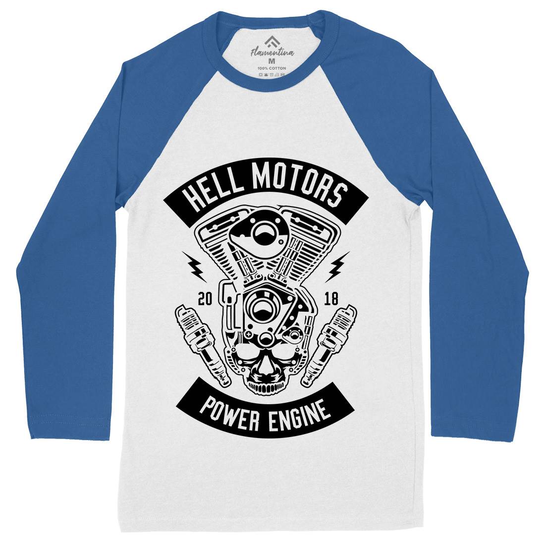 Hell Motors Mens Long Sleeve Baseball T-Shirt Motorcycles B554