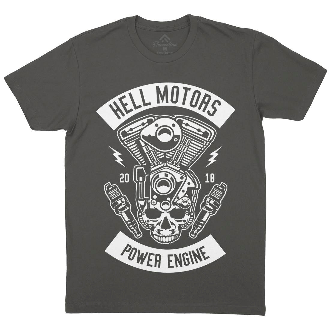 Hell Motors Mens Organic Crew Neck T-Shirt Motorcycles B554