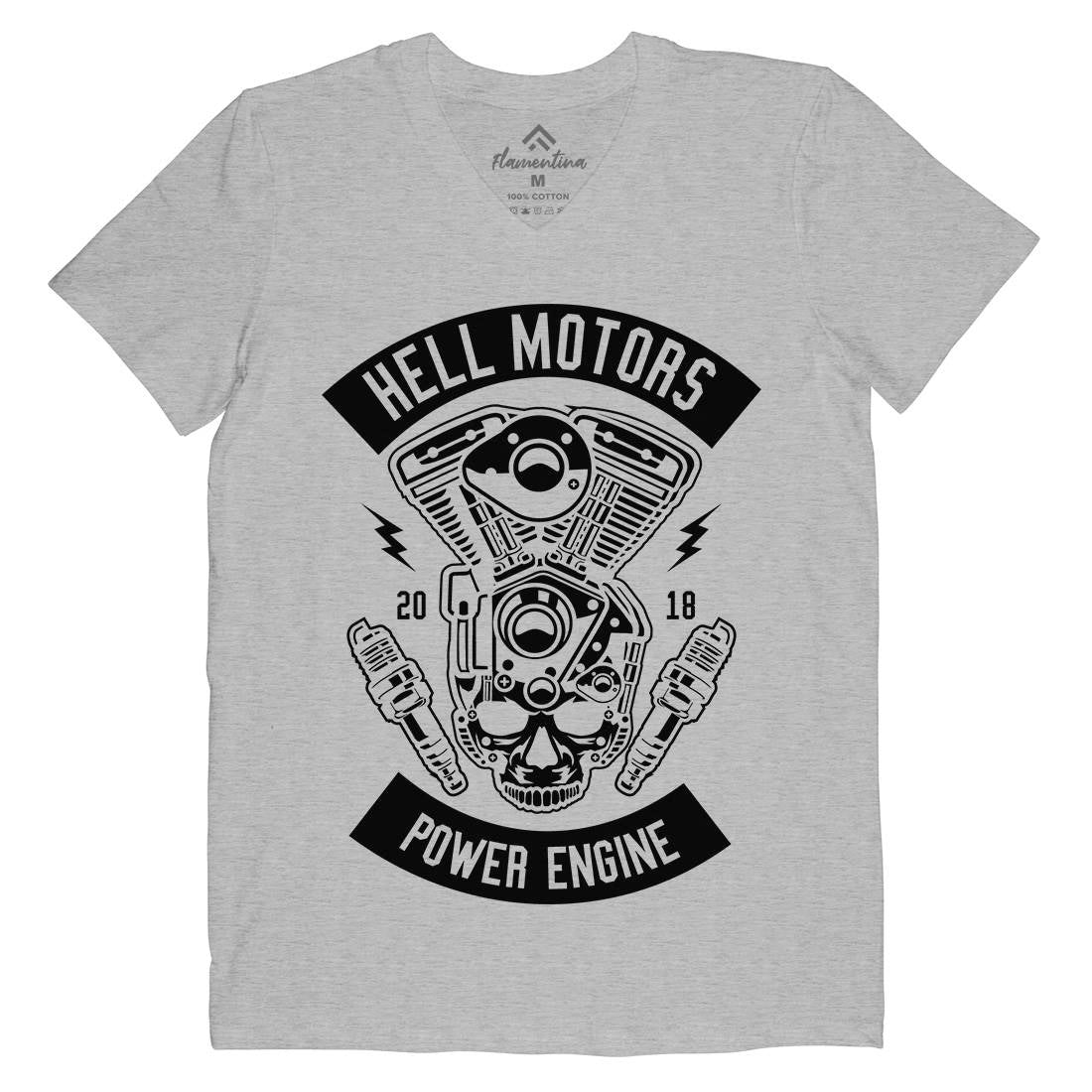 Hell Motors Mens V-Neck T-Shirt Motorcycles B554