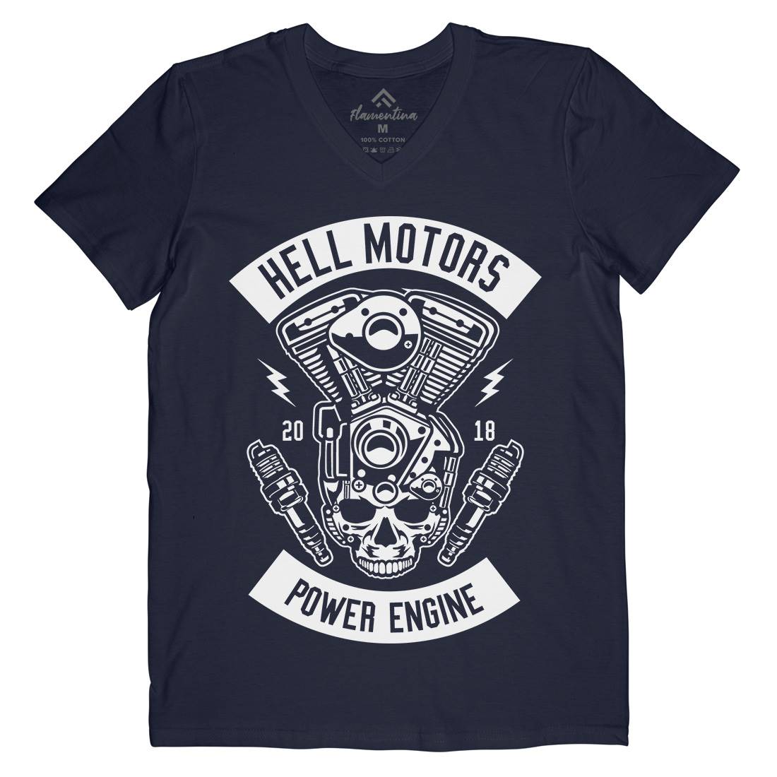 Hell Motors Mens Organic V-Neck T-Shirt Motorcycles B554