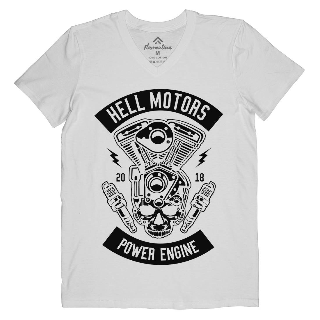 Hell Motors Mens Organic V-Neck T-Shirt Motorcycles B554