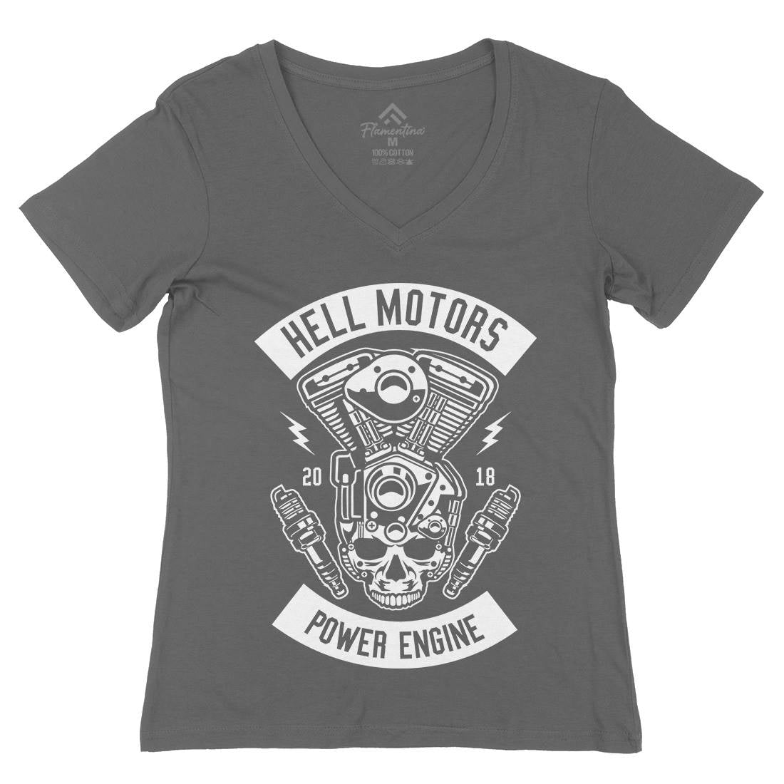 Hell Motors Womens Organic V-Neck T-Shirt Motorcycles B554