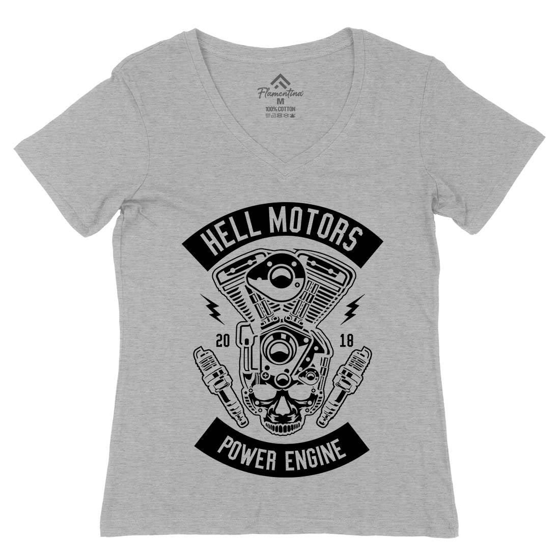 Hell Motors Womens Organic V-Neck T-Shirt Motorcycles B554