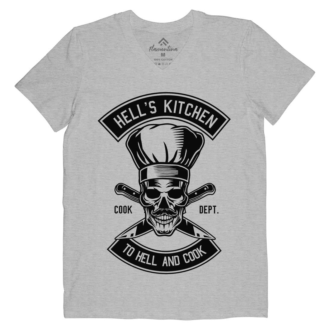 Kitchen Hell Mens Organic V-Neck T-Shirt Food B555