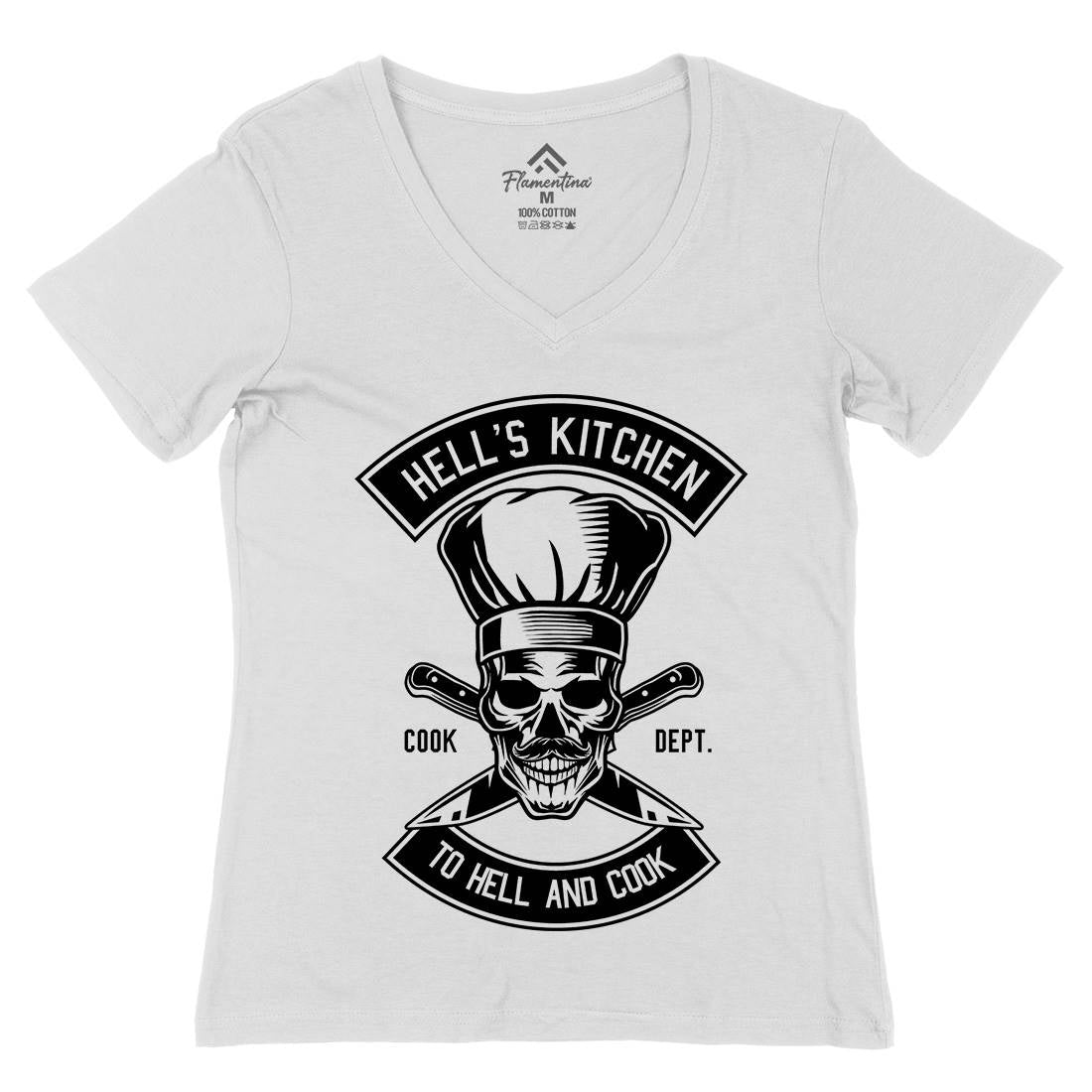 Kitchen Hell Womens Organic V-Neck T-Shirt Food B555