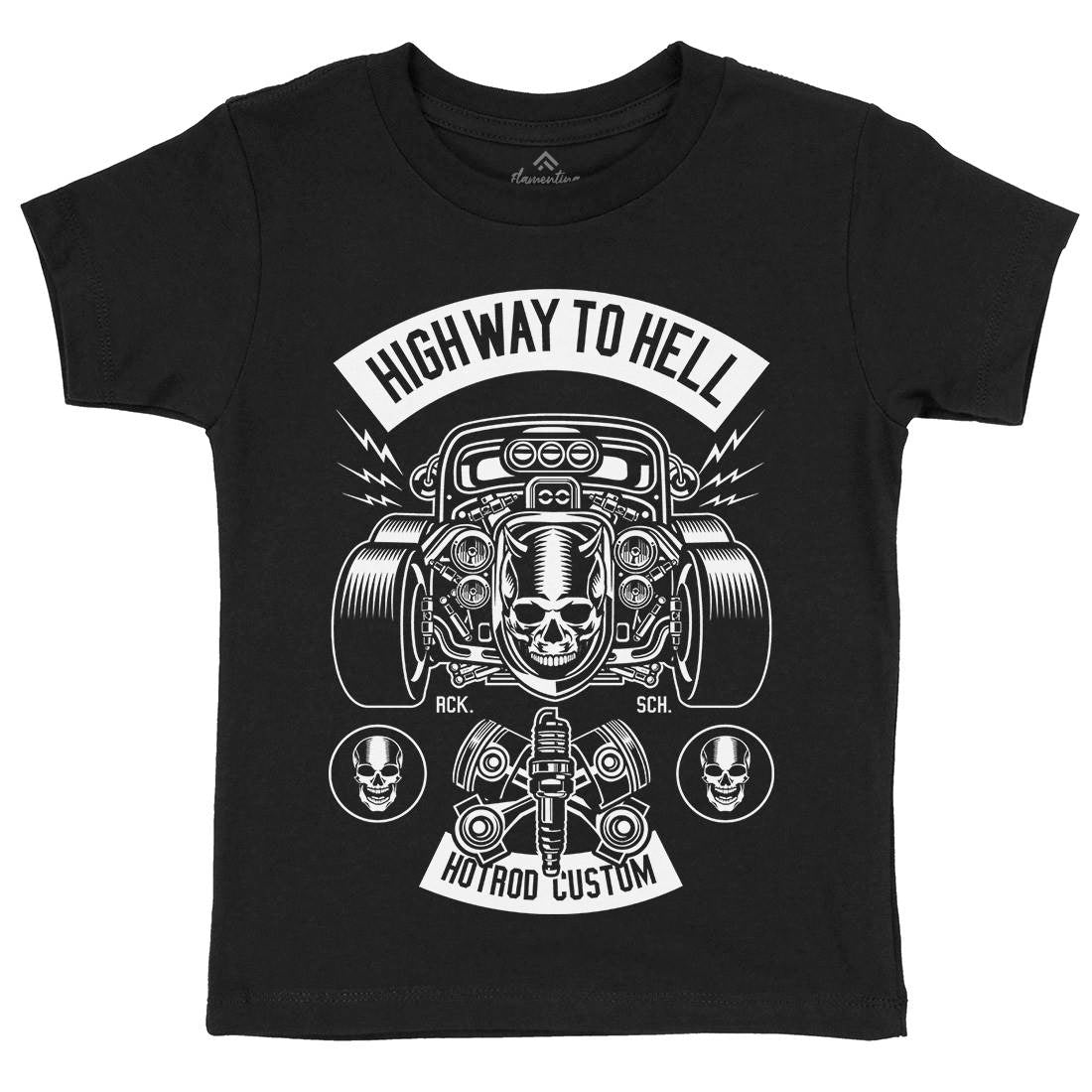 Highway To Hell Kids Organic Crew Neck T-Shirt Cars B556