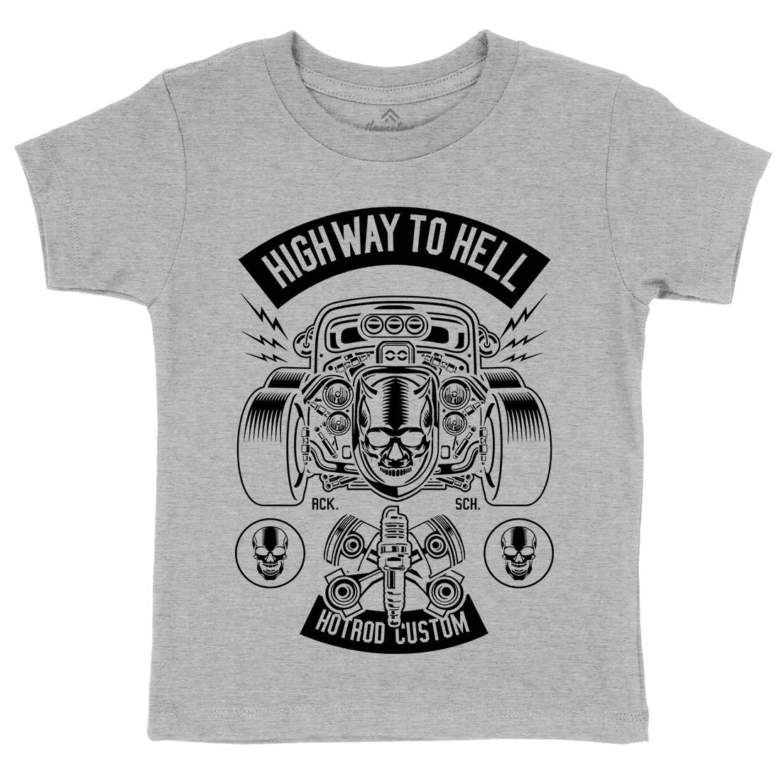 Highway To Hell Kids Organic Crew Neck T-Shirt Cars B556