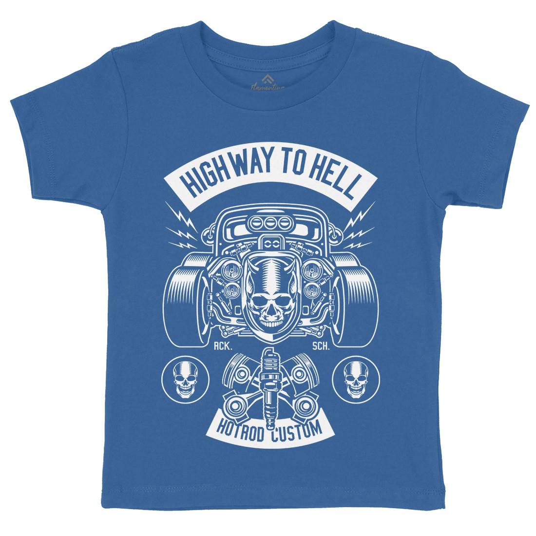 Highway To Hell Kids Crew Neck T-Shirt Cars B556
