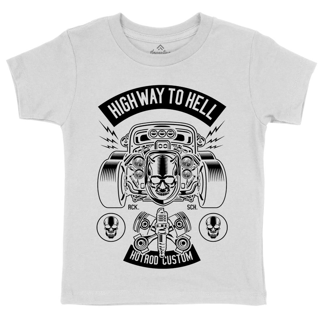 Highway To Hell Kids Crew Neck T-Shirt Cars B556