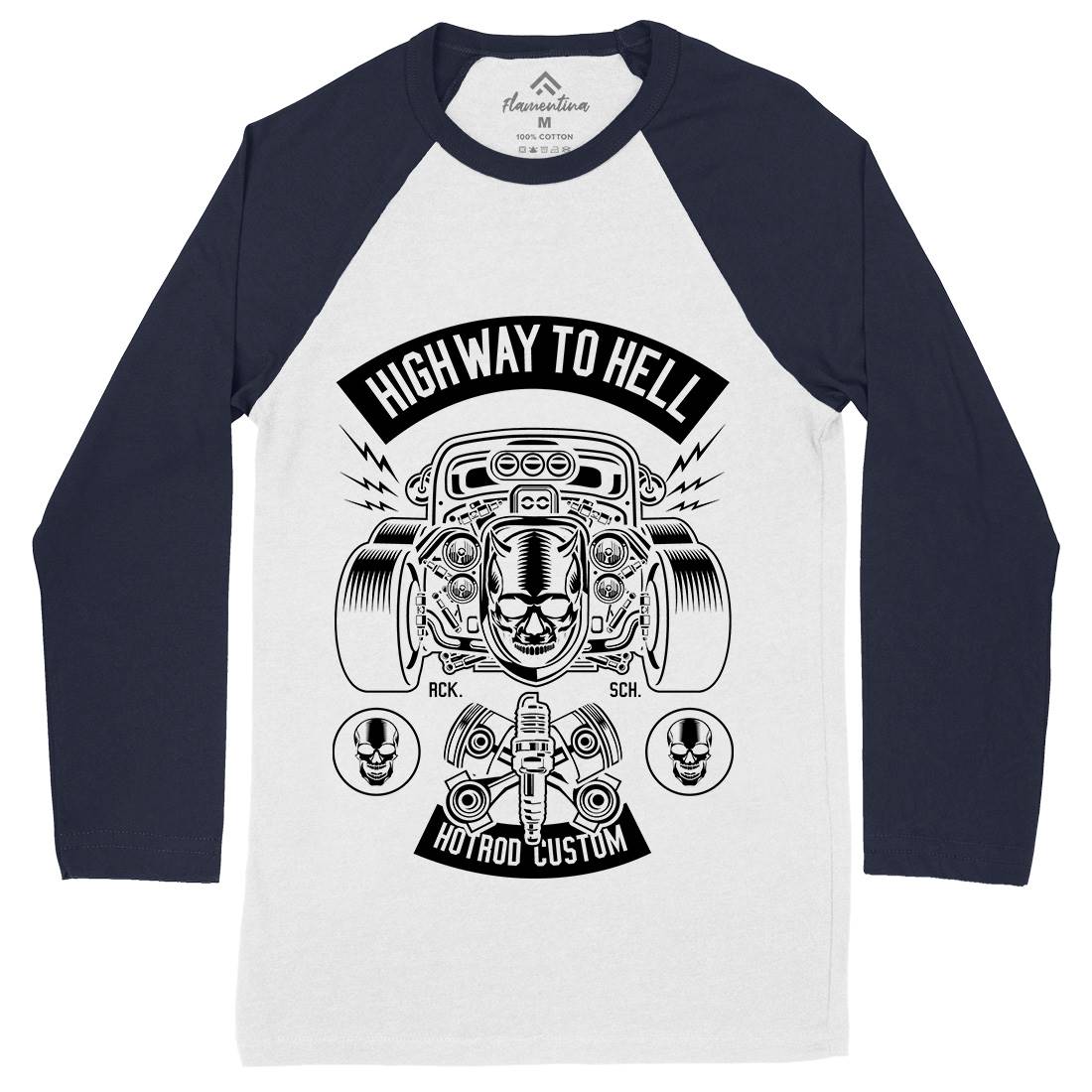 Highway To Hell Mens Long Sleeve Baseball T-Shirt Cars B556