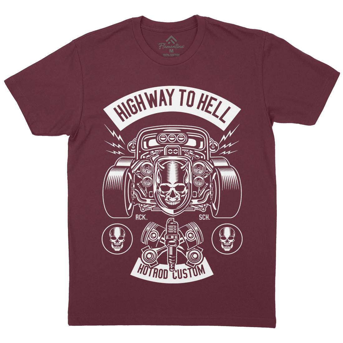Highway To Hell Mens Crew Neck T-Shirt Cars B556