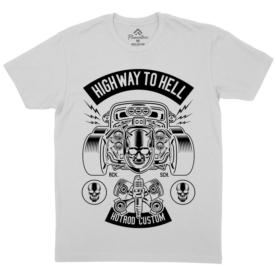 Highway To Hell Mens Crew Neck T-Shirt Cars B556