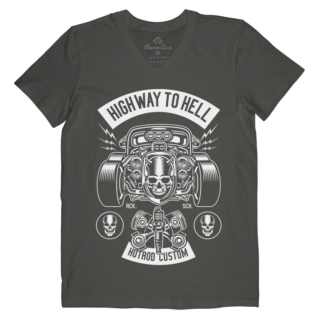 Highway To Hell Mens V-Neck T-Shirt Cars B556