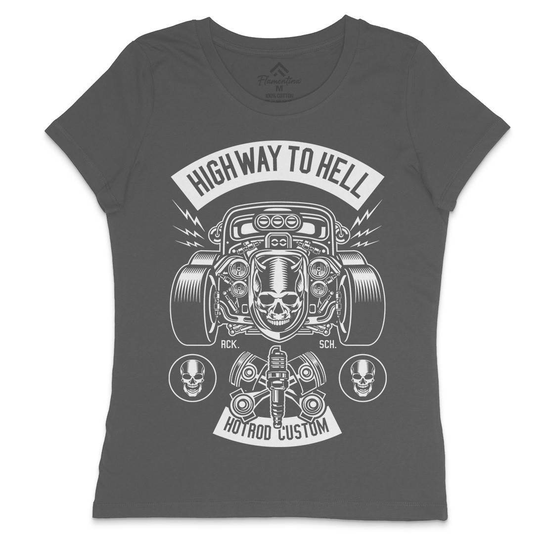 Highway To Hell Womens Crew Neck T-Shirt Cars B556