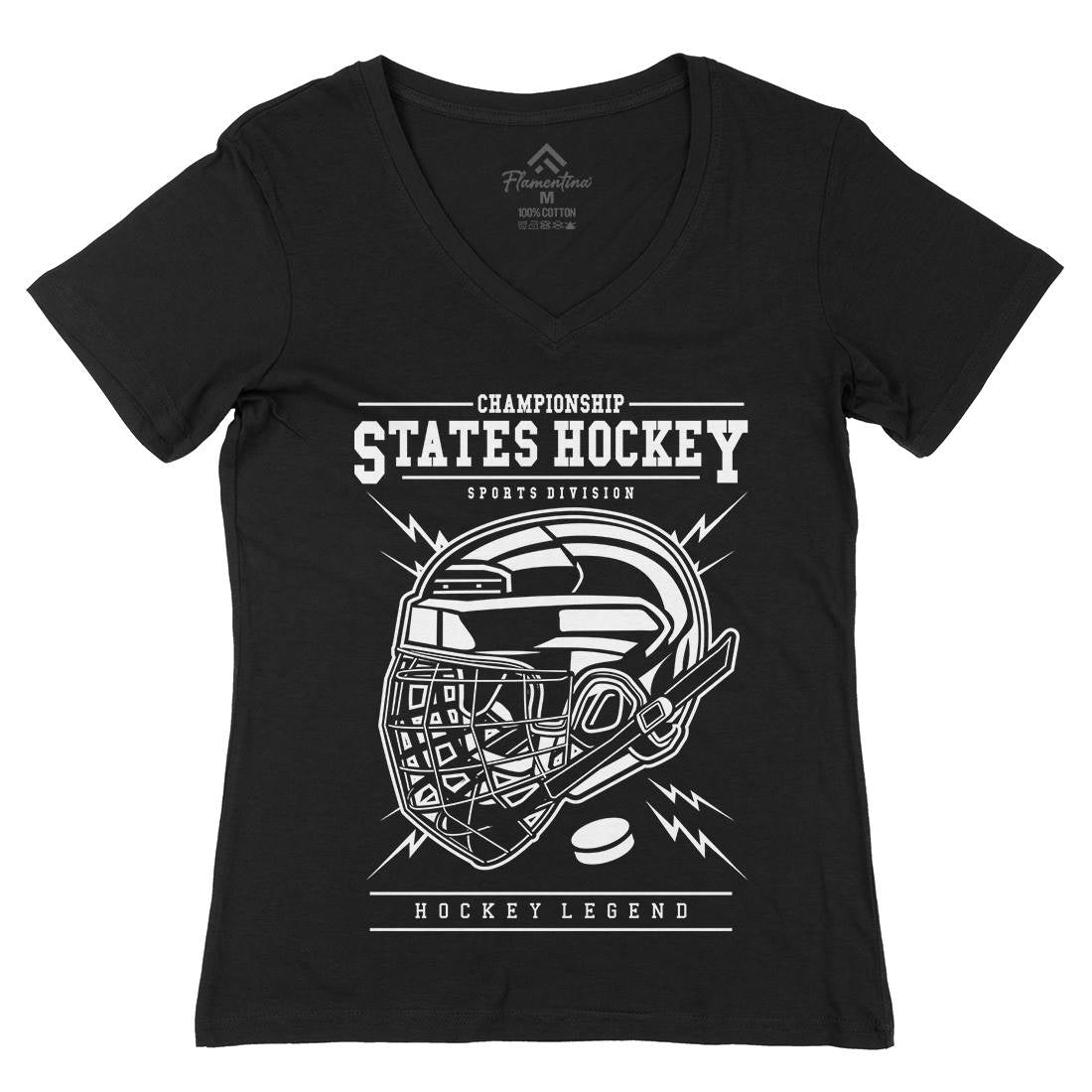 Hockey Womens Organic V-Neck T-Shirt Sport B557