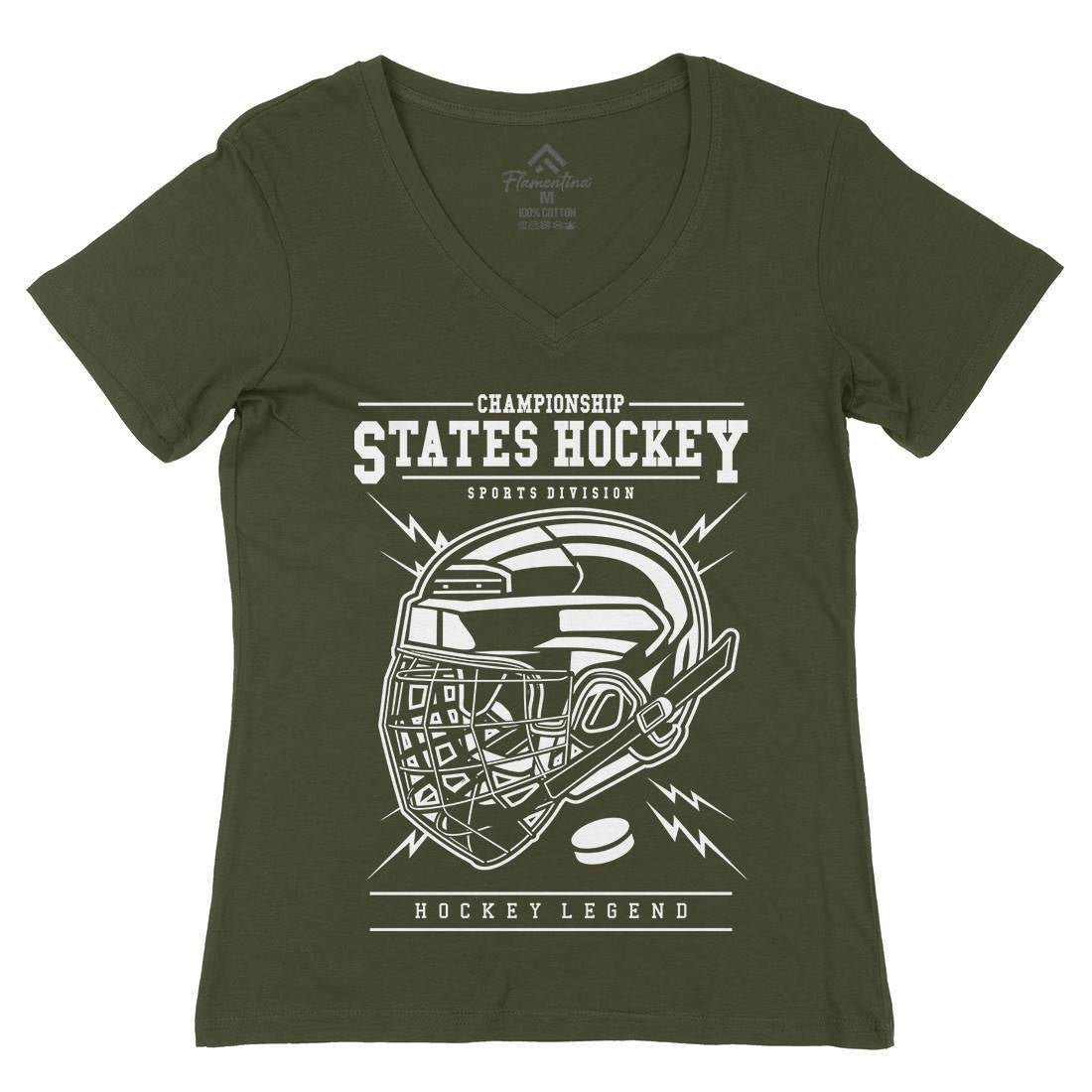 Hockey Womens Organic V-Neck T-Shirt Sport B557