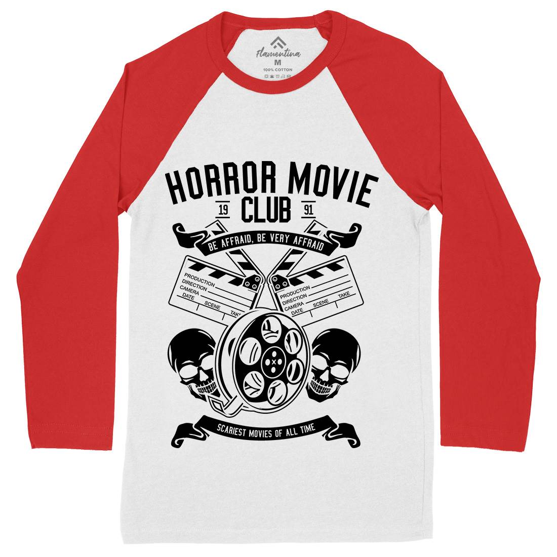 Horror Movie Club Mens Long Sleeve Baseball T-Shirt Horror B558