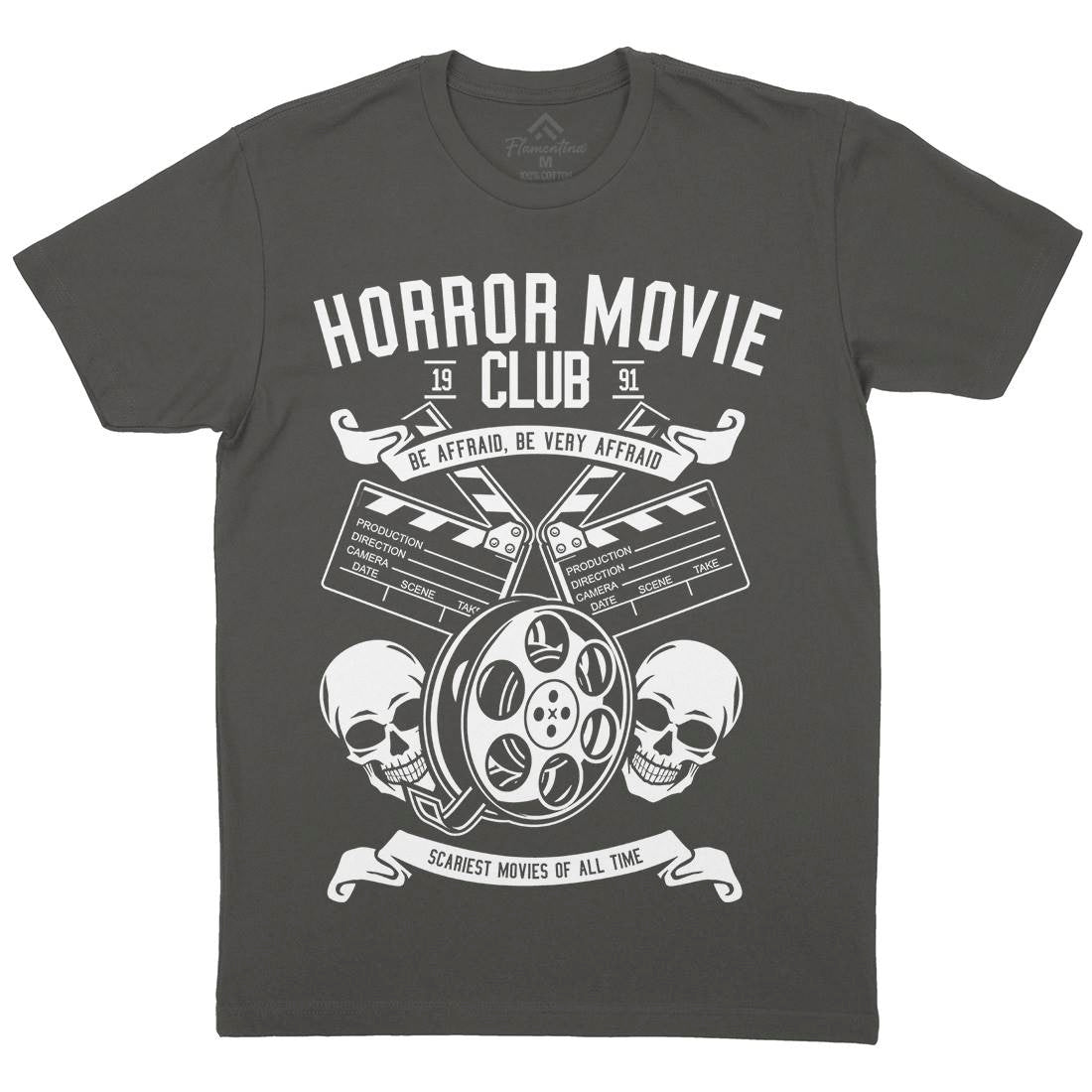Horror Movie Club Mens Organic Crew Neck T-Shirt Horror B558