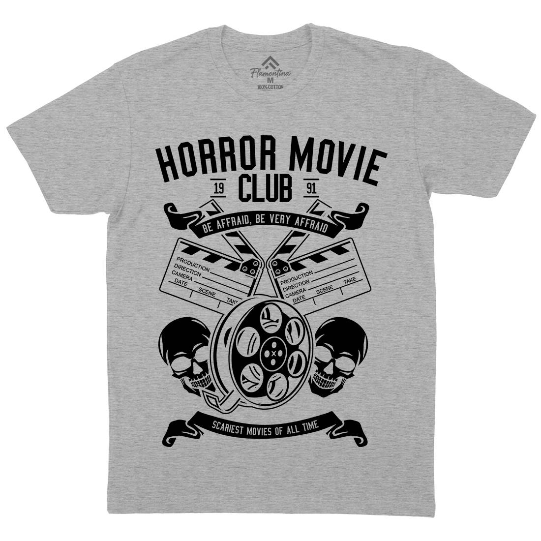 Horror Movie Club Mens Organic Crew Neck T-Shirt Horror B558