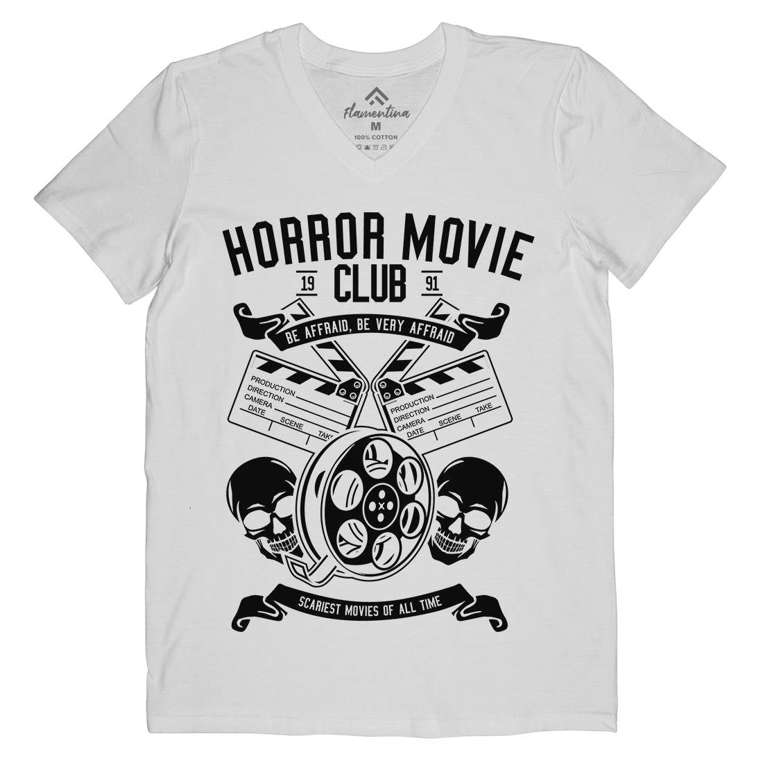 Horror Movie Club Mens Organic V-Neck T-Shirt Horror B558