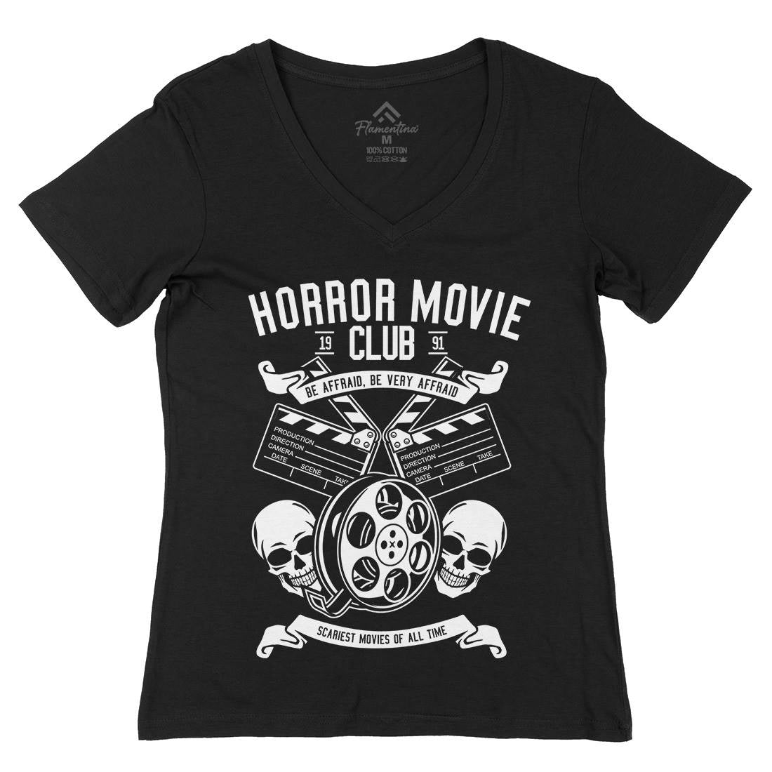 Horror Movie Club Womens Organic V-Neck T-Shirt Horror B558