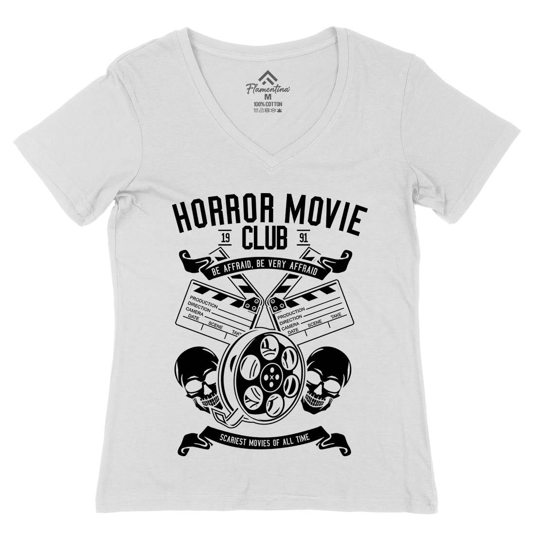 Horror Movie Club Womens Organic V-Neck T-Shirt Horror B558