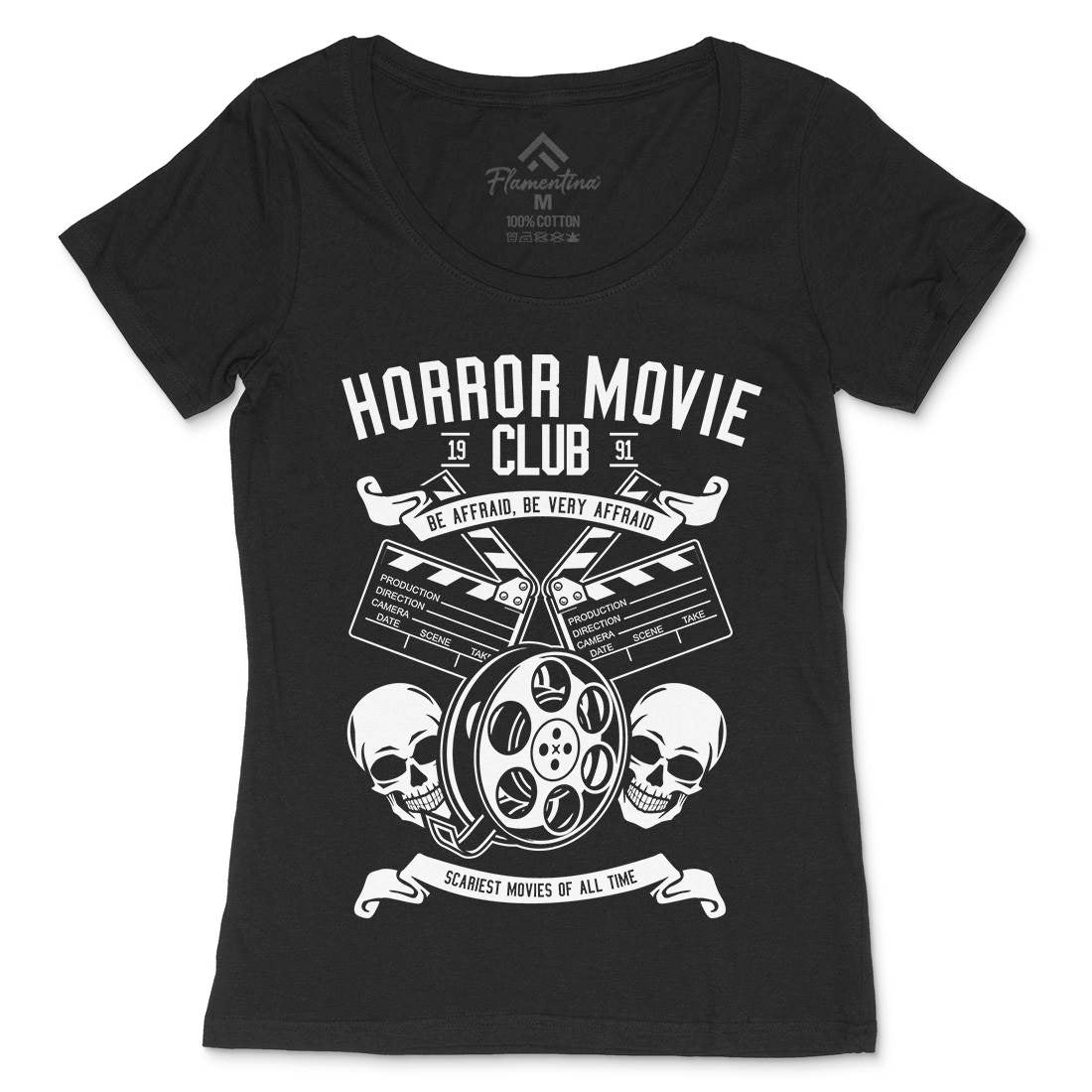 Horror Movie Club Womens Scoop Neck T-Shirt Horror B558