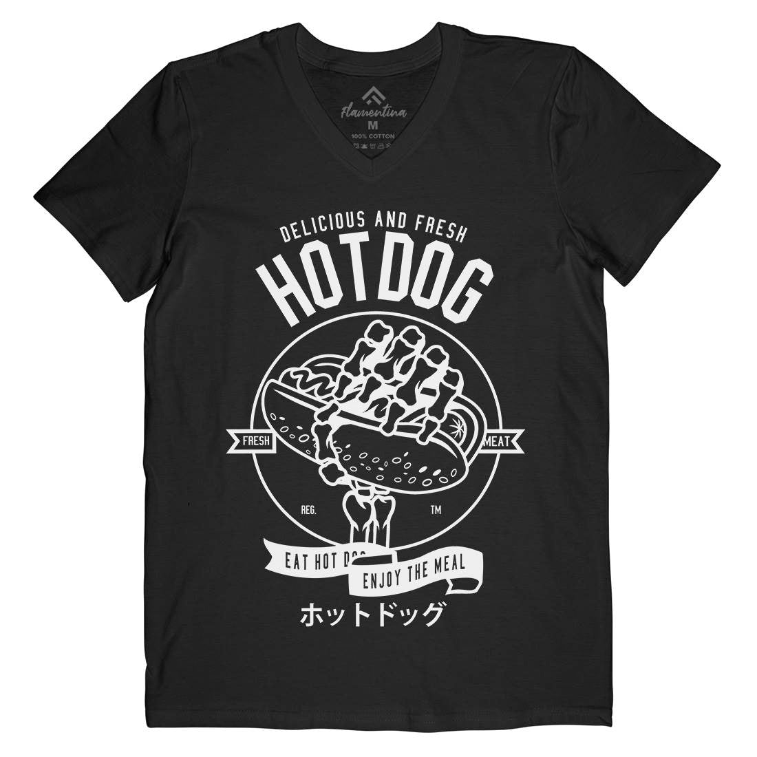Hot Dog Mens Organic V-Neck T-Shirt Food B559