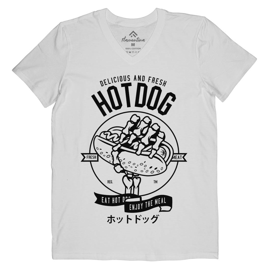 Hot Dog Mens Organic V-Neck T-Shirt Food B559