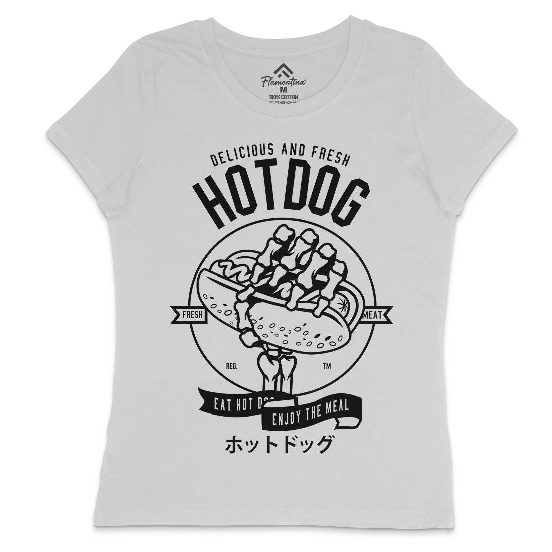 Hot Dog Womens Crew Neck T-Shirt Food B559