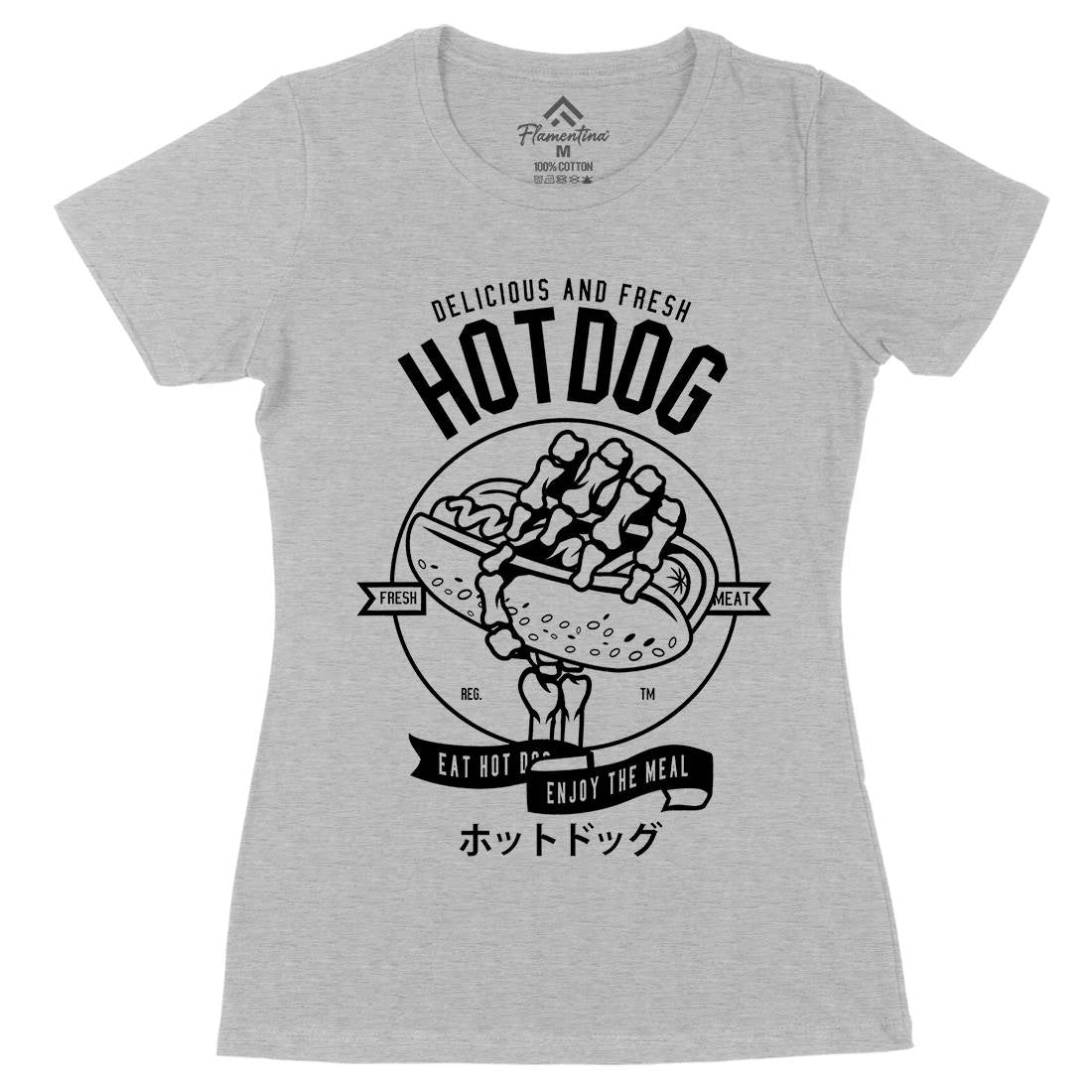 Hot Dog Womens Organic Crew Neck T-Shirt Food B559