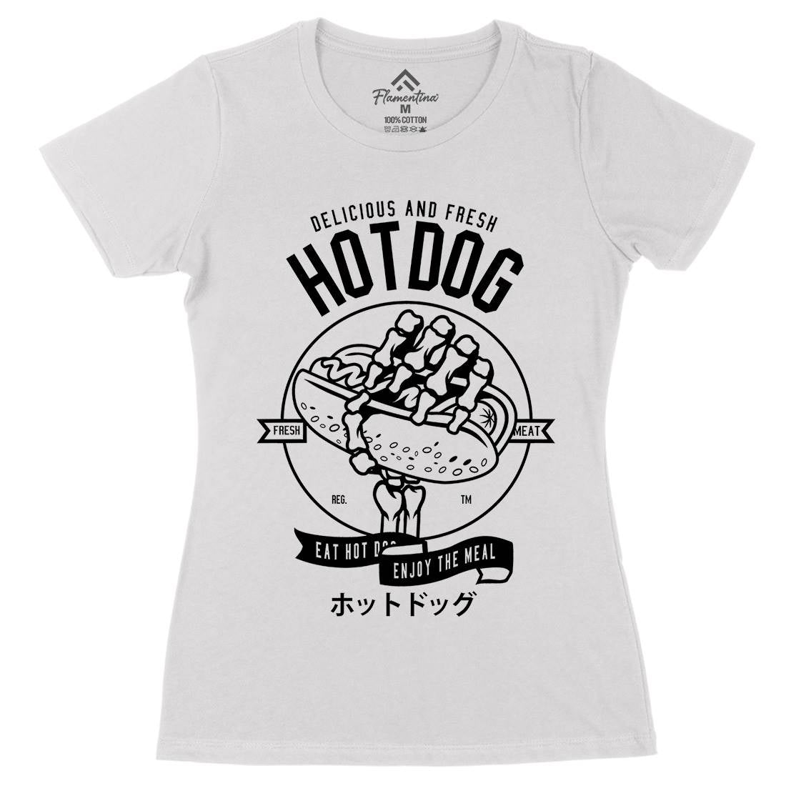 Hot Dog Womens Organic Crew Neck T-Shirt Food B559