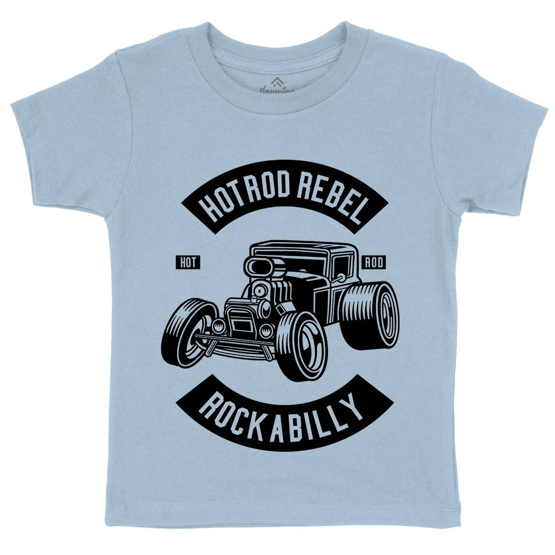 Hotrod Rebel Kids Organic Crew Neck T-Shirt Cars B560