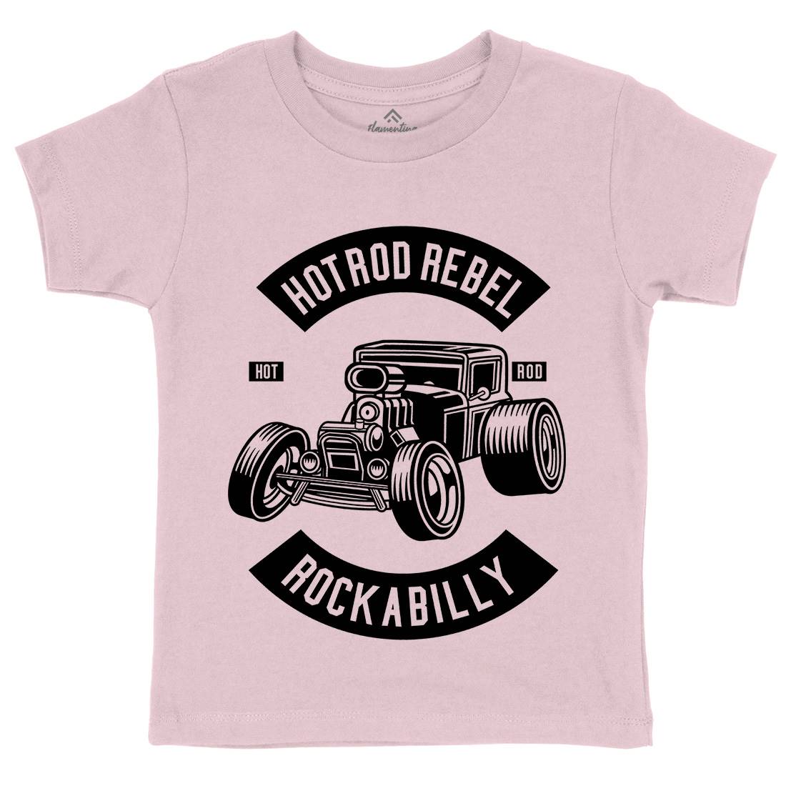 Hotrod Rebel Kids Organic Crew Neck T-Shirt Cars B560