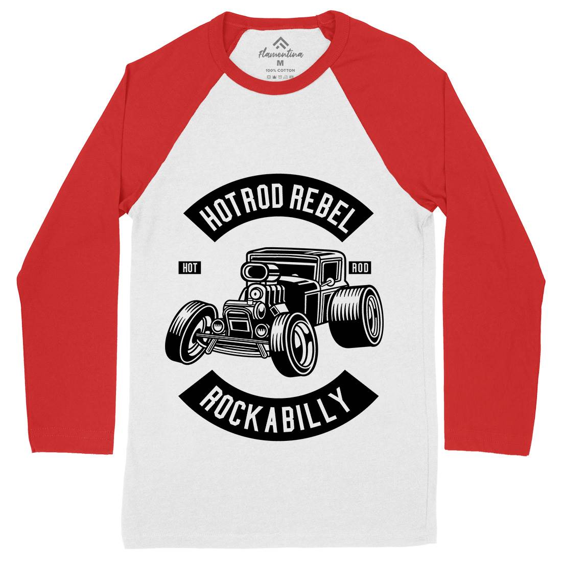 Hotrod Rebel Mens Long Sleeve Baseball T-Shirt Cars B560