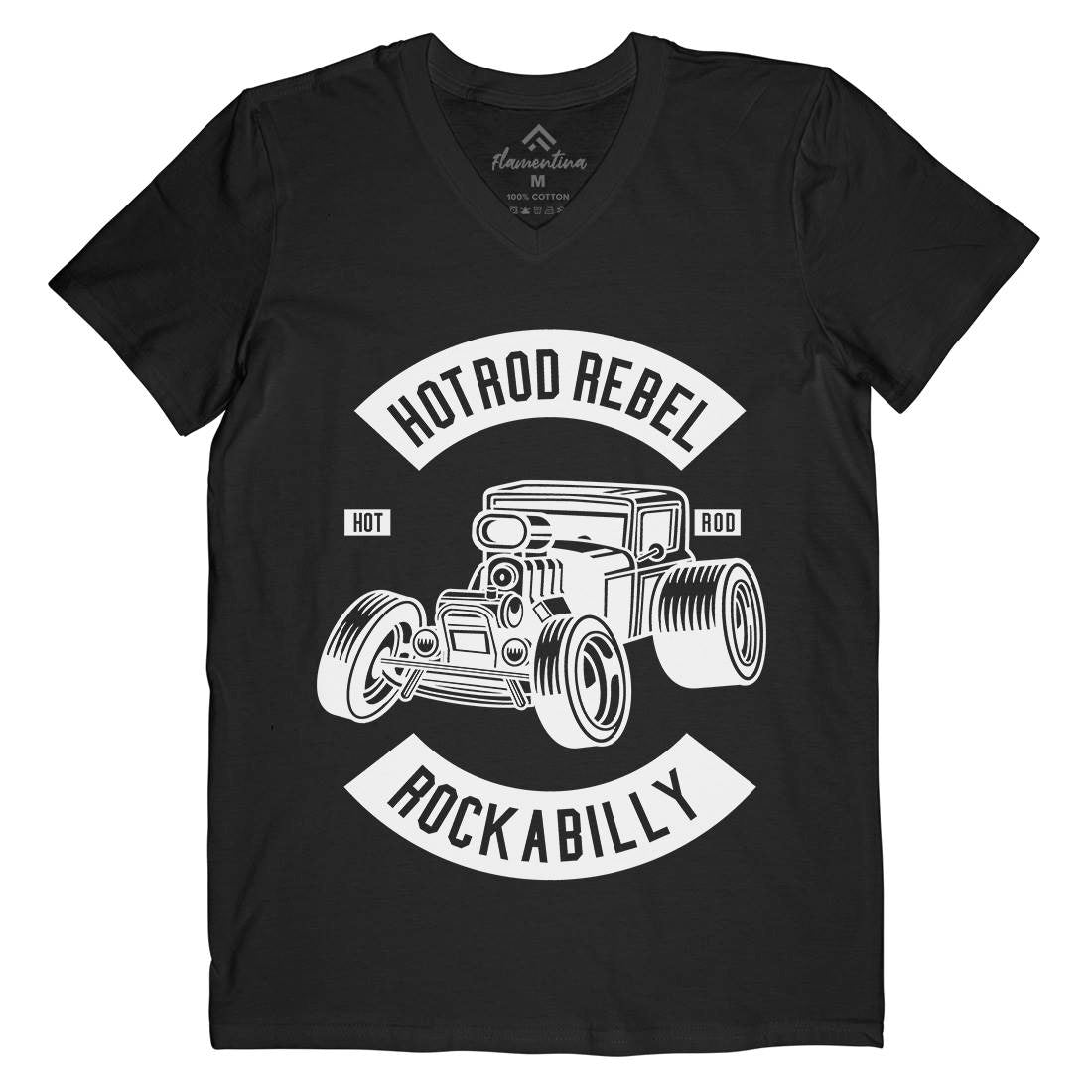 Hotrod Rebel Mens Organic V-Neck T-Shirt Cars B560