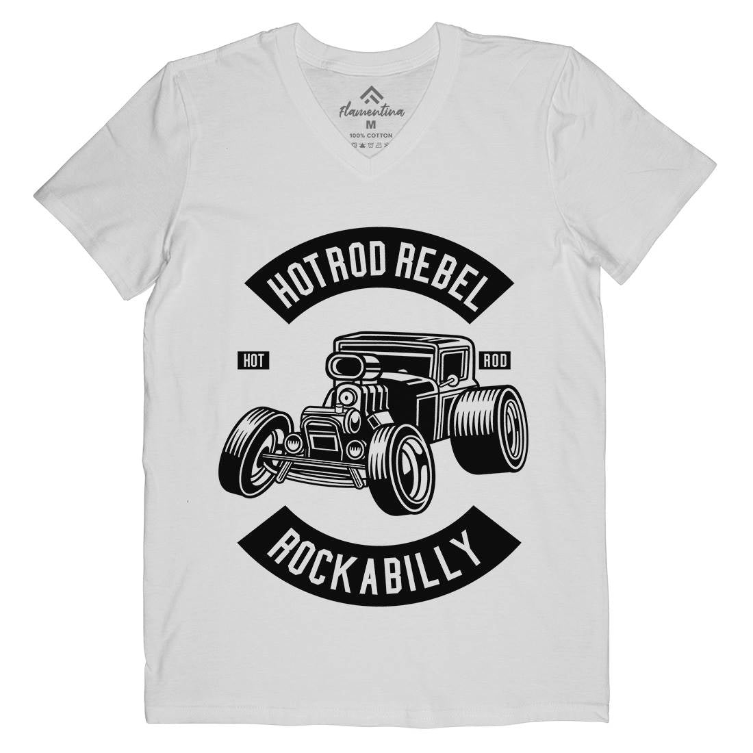 Hotrod Rebel Mens V-Neck T-Shirt Cars B560