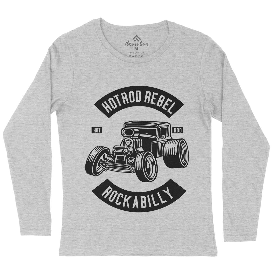 Hotrod Rebel Womens Long Sleeve T-Shirt Cars B560