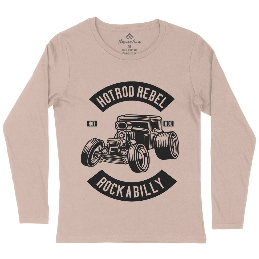 Hotrod Rebel Womens Long Sleeve T-Shirt Cars B560